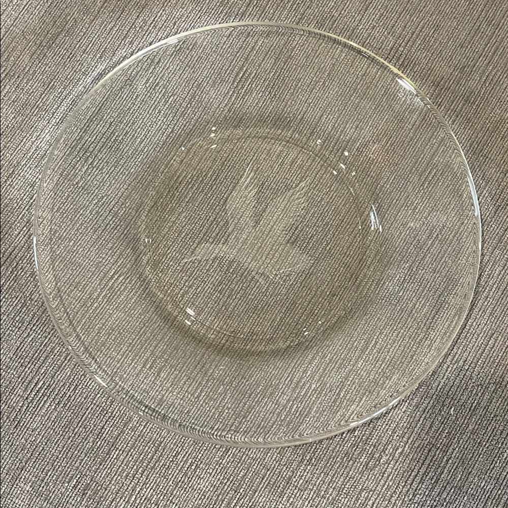 Clear Glass luncheon plate with Etched duck.